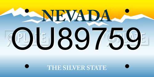 OU89759 Nevada License Plate