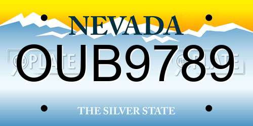 OUB9789 Nevada License Plate
