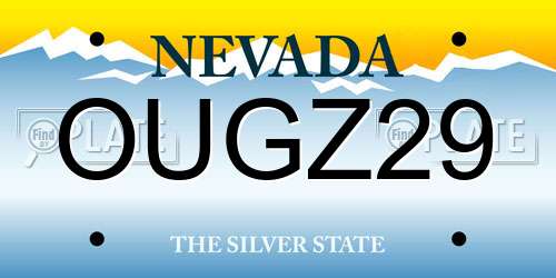 OUGZ29 Nevada License Plate