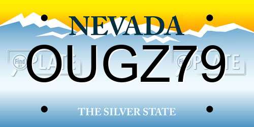 OUGZ79 Nevada License Plate