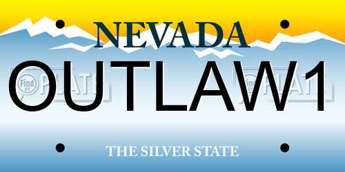 OUTLAW1 Nevada License Plate