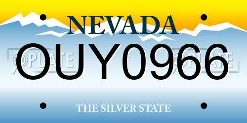 OUY0966 Nevada License Plate