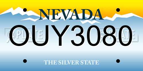 OUY3080 Nevada License Plate