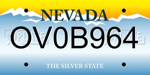 OV0B964 Nevada License Plate
