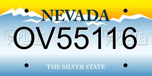 OV55116 Nevada License Plate