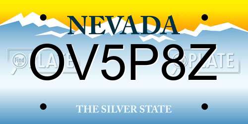 OV5P8Z Nevada License Plate