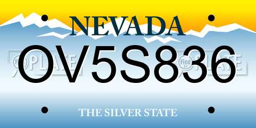 OV5S836 Nevada License Plate