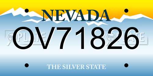 OV71826 Nevada License Plate