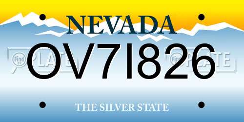OV7I826 Nevada License Plate