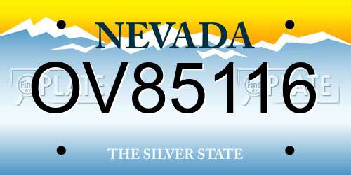 OV85116 Nevada License Plate