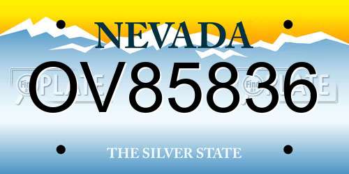 OV85836 Nevada License Plate