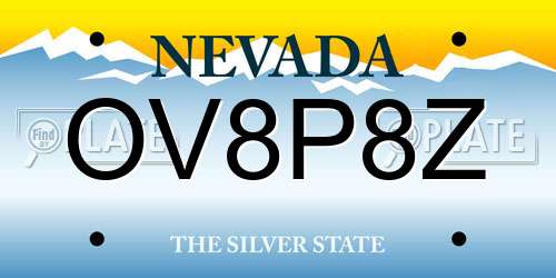 OV8P8Z Nevada License Plate