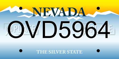 OVD5964 Nevada License Plate