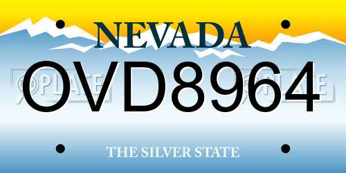OVD8964 Nevada License Plate