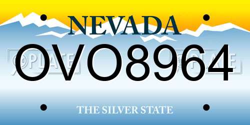 OVO8964 Nevada License Plate