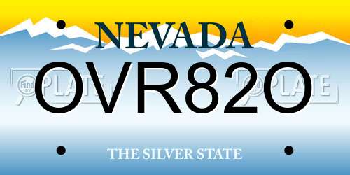 OVR82O Nevada License Plate