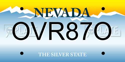 OVR87O Nevada License Plate