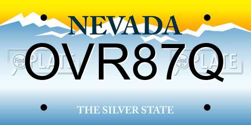 OVR87Q Nevada License Plate