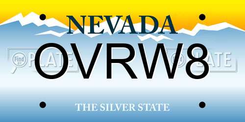 OVRW8 Nevada License Plate