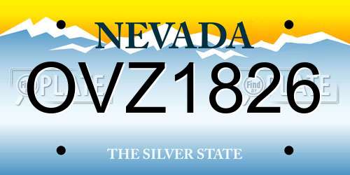 OVZ1826 Nevada License Plate