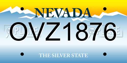 OVZ1876 Nevada License Plate