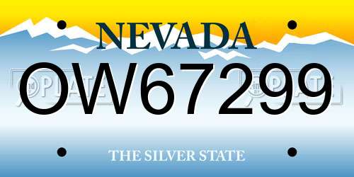 OW67299 Nevada License Plate