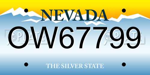 OW67799 Nevada License Plate