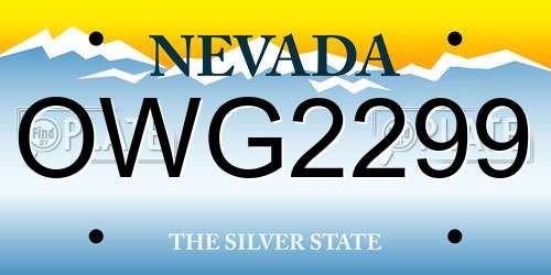OWG2299 Nevada License Plate