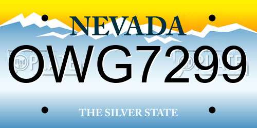 OWG7299 Nevada License Plate