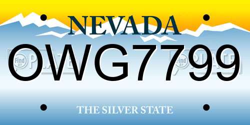 OWG7799 Nevada License Plate