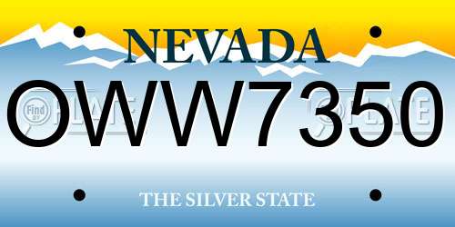 OWW7350 Nevada License Plate