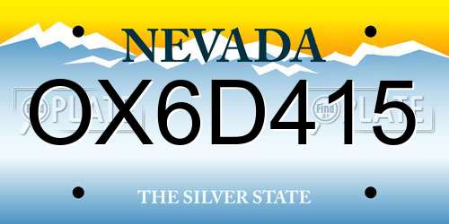 OX6D415 Nevada License Plate