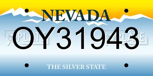 OY31943 Nevada License Plate