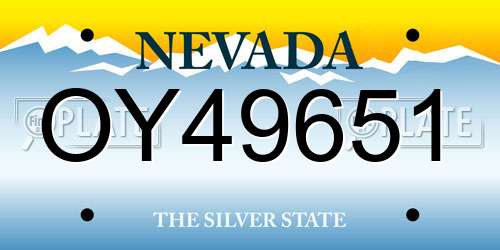 OY49651 Nevada License Plate
