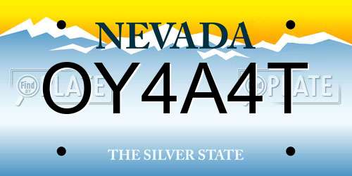 OY4A4T Nevada License Plate