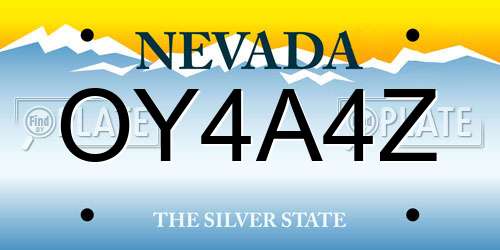 OY4A4Z Nevada License Plate
