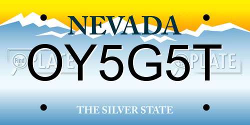 OY5G5T Nevada License Plate