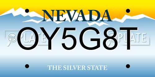 OY5G8T Nevada License Plate