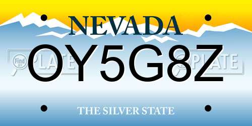 OY5G8Z Nevada License Plate