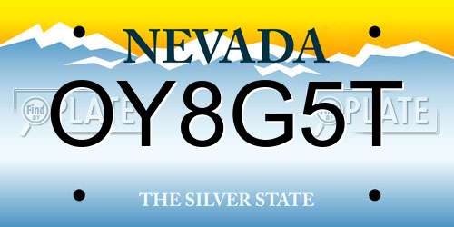 OY8G5T Nevada License Plate