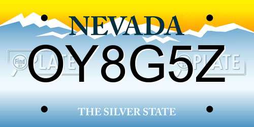 OY8G5Z Nevada License Plate