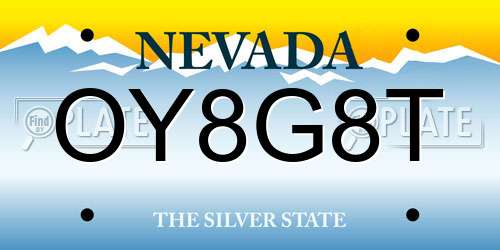 OY8G8T Nevada License Plate