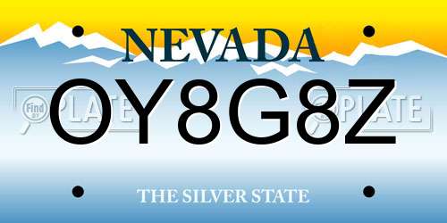 OY8G8Z Nevada License Plate