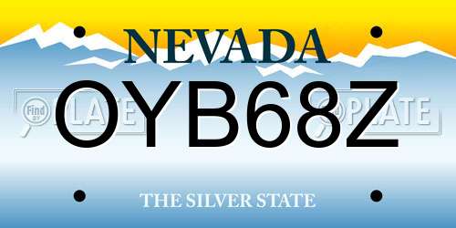OYB68Z Nevada License Plate