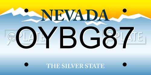 OYBG87 Nevada License Plate