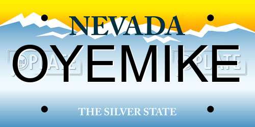 OYEMIKE Nevada License Plate