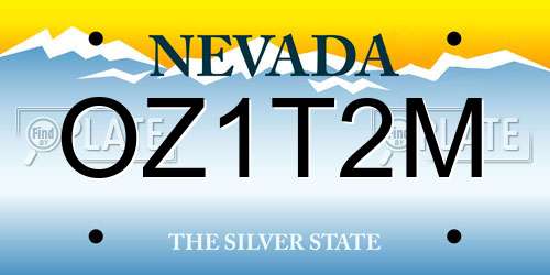OZ1T2M Nevada License Plate