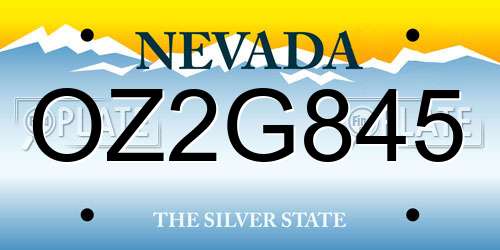 OZ2G845 Nevada License Plate
