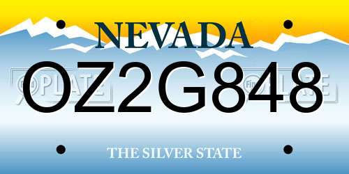 OZ2G848 Nevada License Plate