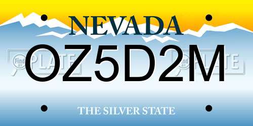 OZ5D2M Nevada License Plate